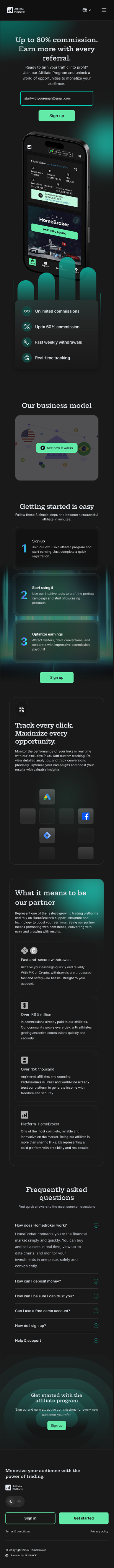 HomeBroker Affiliate program homepage
