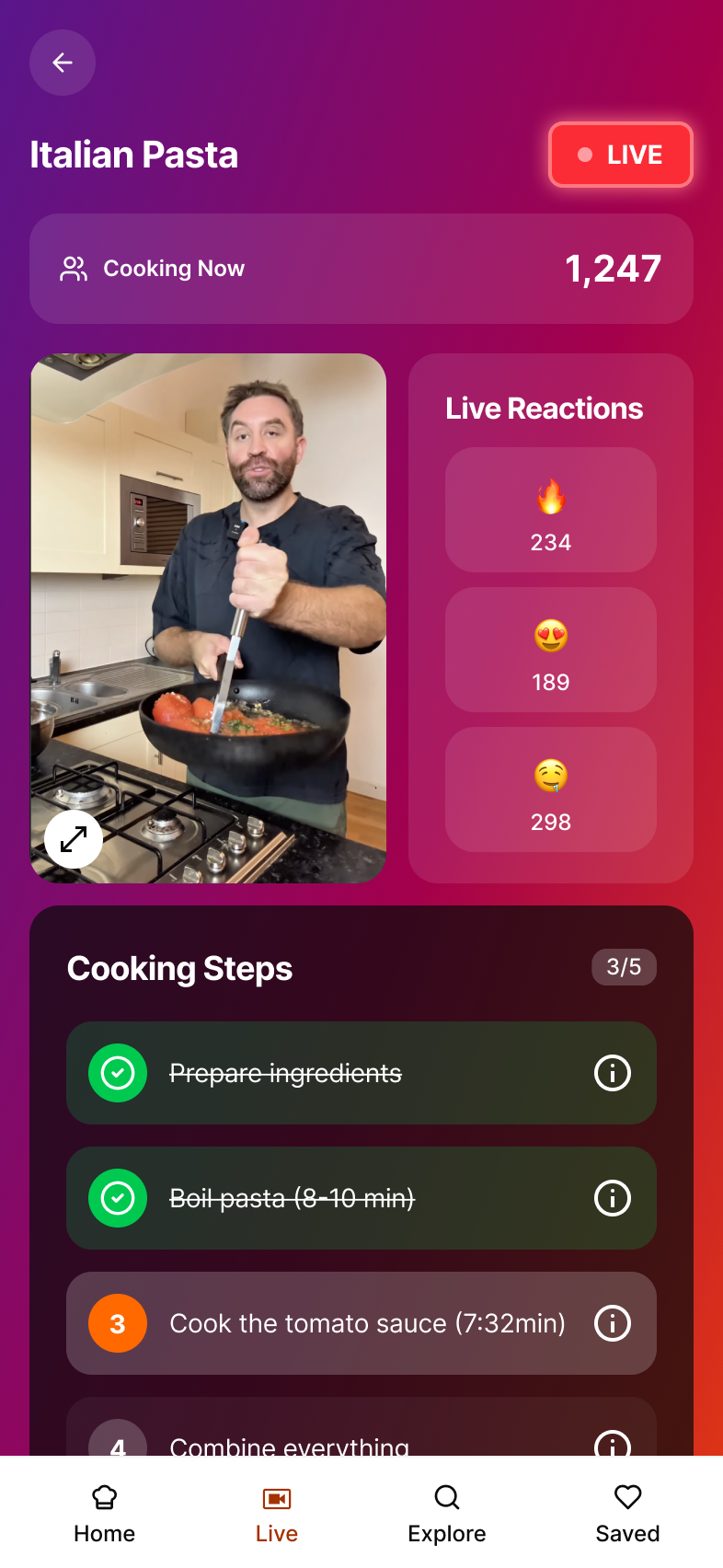 Live cooking session